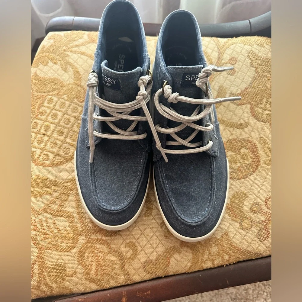Sperry Denim Blue Pier Crest Ankle Boat Shoes - Size 7